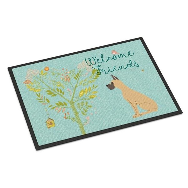 Carolines Treasures BB7589JMAT Welcome Friends Fawn Great Dane Cropped Ears Indoor or Outdoor Mat; 24 x 36 in. BB7589JMAT - main